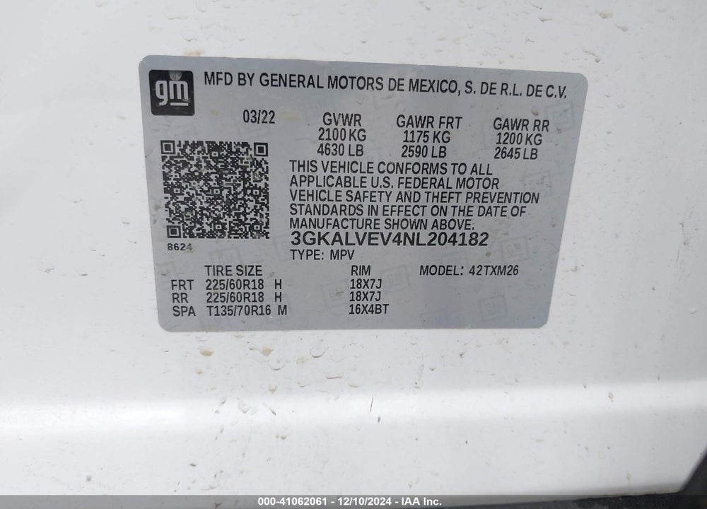 2022 GMC TERRAIN AWD SLT VIN: 3GKALVEV4NL204182