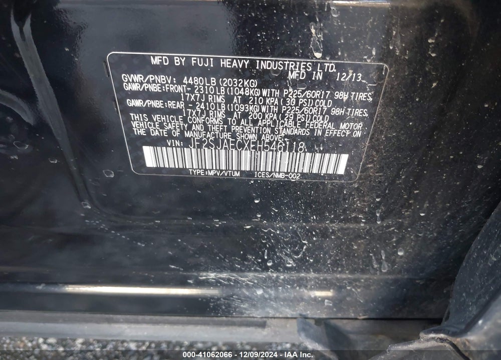 2014 SUBARU FORESTER 2.5I PREMIUM VIN: JF2SJAECXEH546118