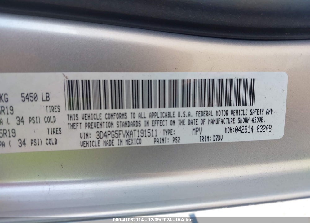 2010 DODGE JOURNEY SXT VIN: 3D4PG5FVXAT191511