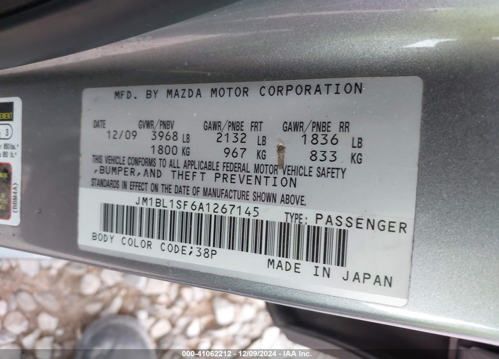 2010 MAZDA 3 I SPORT VIN: JM1BL1SF6A1267145