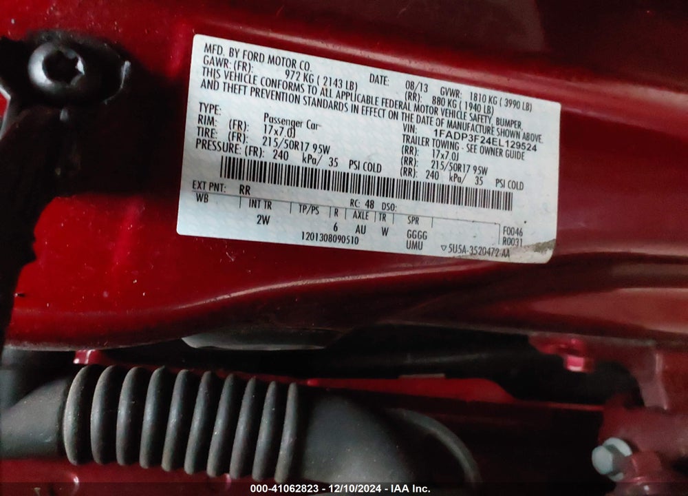 2014 FORD FOCUS SE VIN: 1FADP3F24EL129524