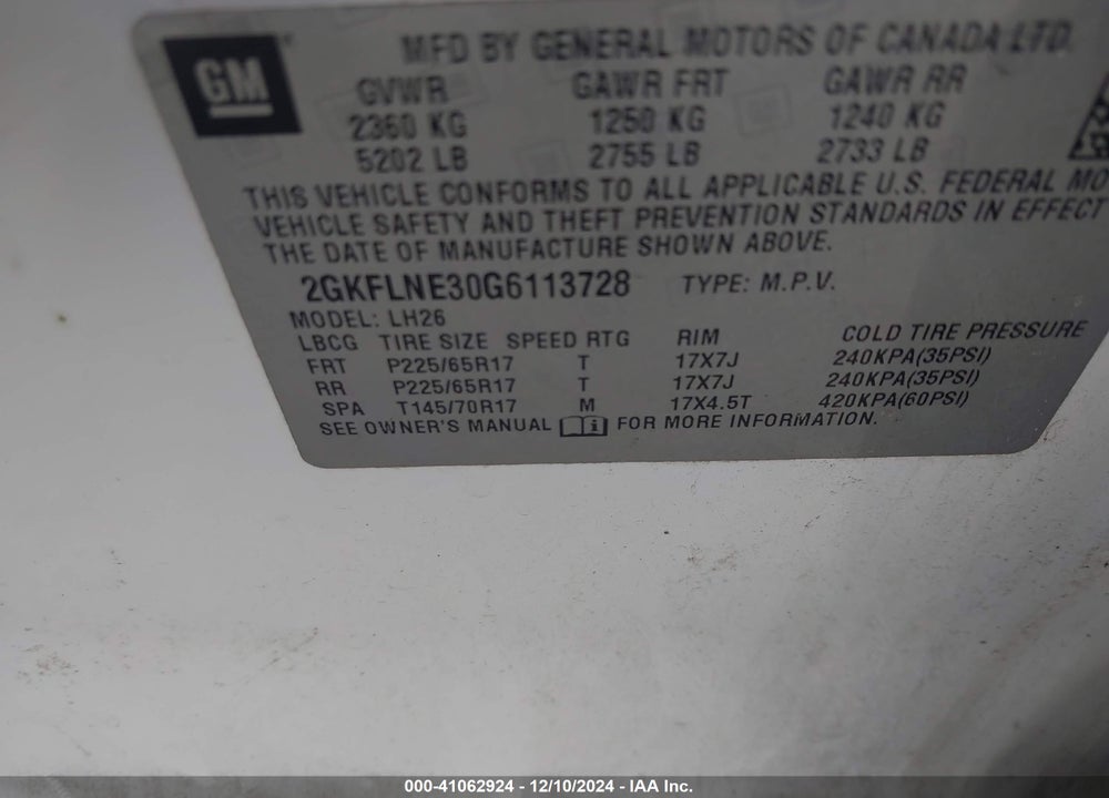 2016 GMC TERRAIN SLE-2 VIN: 2GKFLNE30G6113728