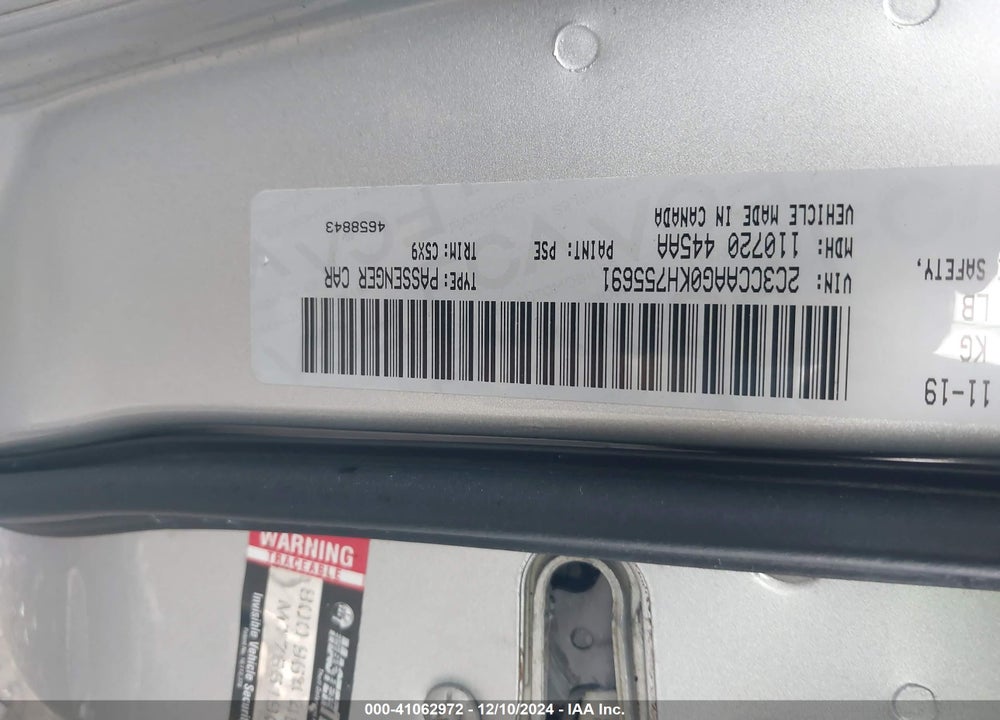2019 CHRYSLER 300 VIN: 2C3CCAAG0KH755691