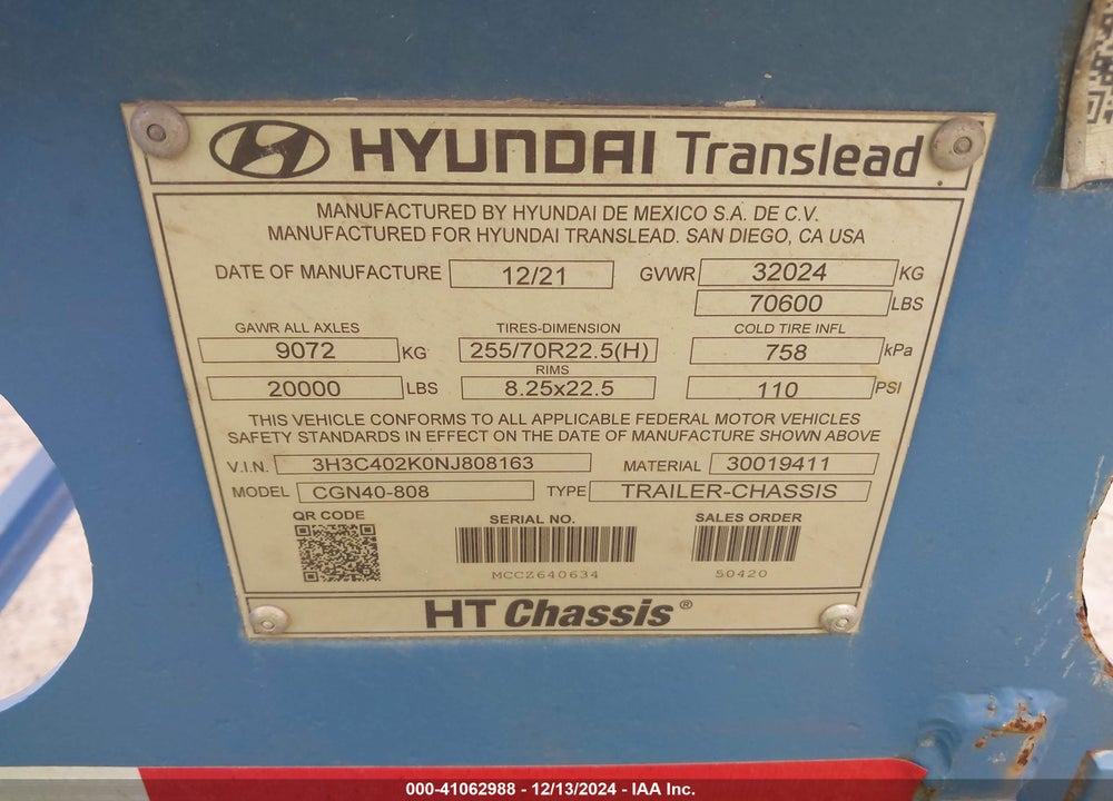 2022 HYUNDAI TRANSLEAD INC --- VIN: 3H3C402K0NJ808163