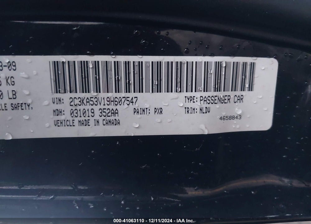2009 CHRYSLER 300 TOURING VIN: 2C3KA53V19H607547