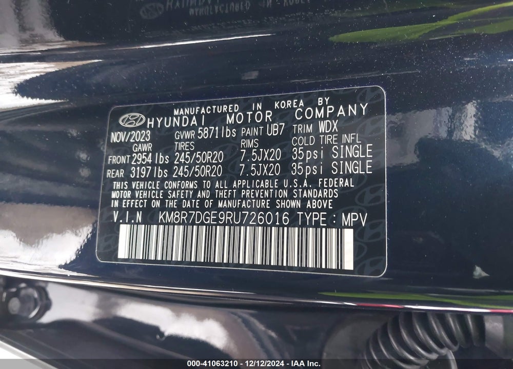 2024 HYUNDAI PALISADE CALLIGRAPHY VIN: KM8R7DGE9RU726016