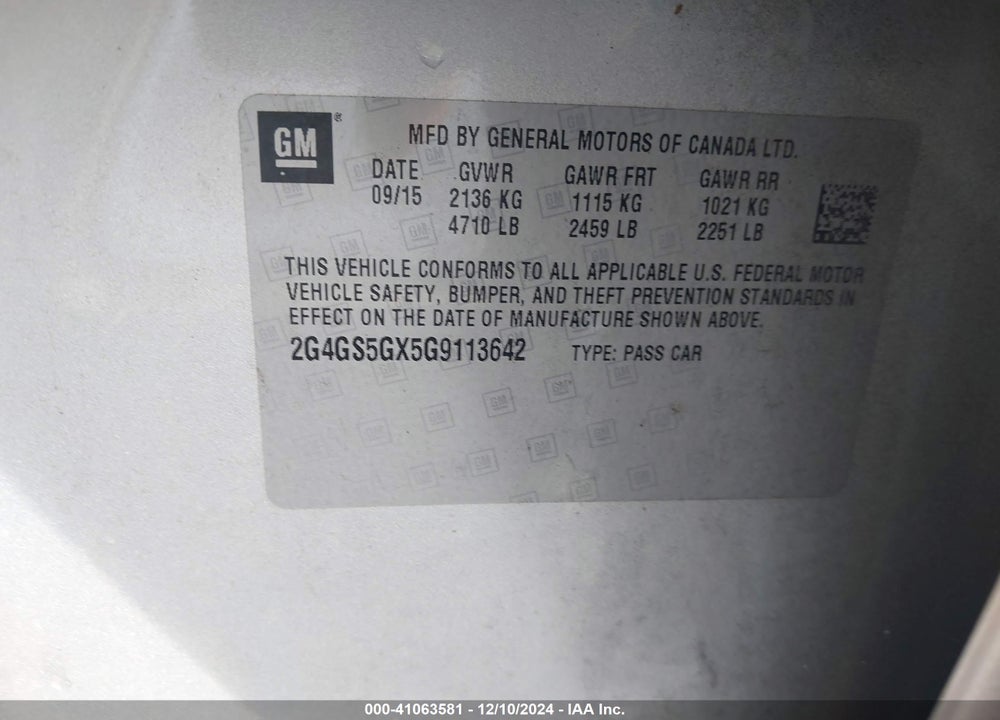2016 BUICK REGAL TURBO PREMIUM II VIN: 2G4GS5GX5G9113642