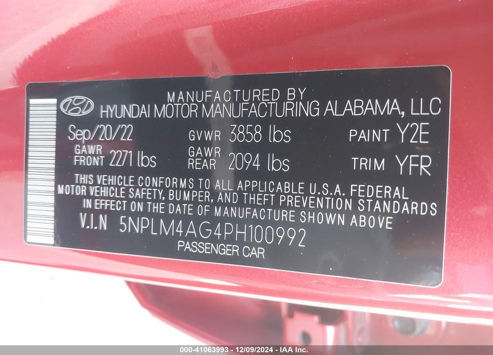 2023 HYUNDAI ELANTRA SEL VIN: 5NPLM4AG4PH100992
