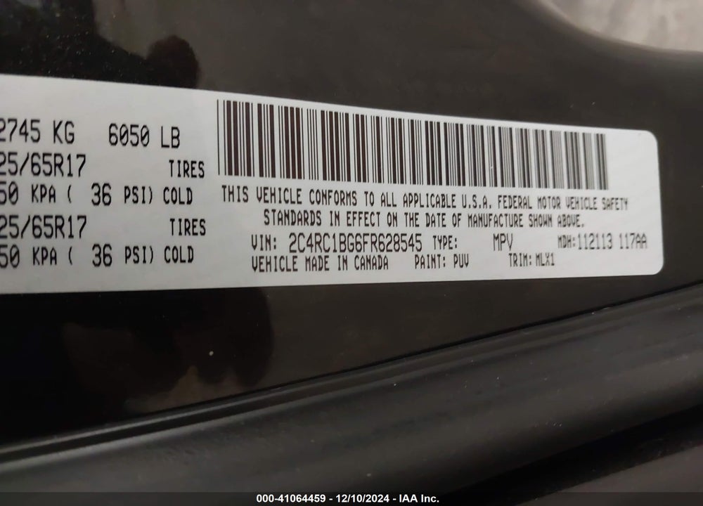2015 CHRYSLER TOWN & COUNTRY TOURING VIN: 2C4RC1BG6FR628545
