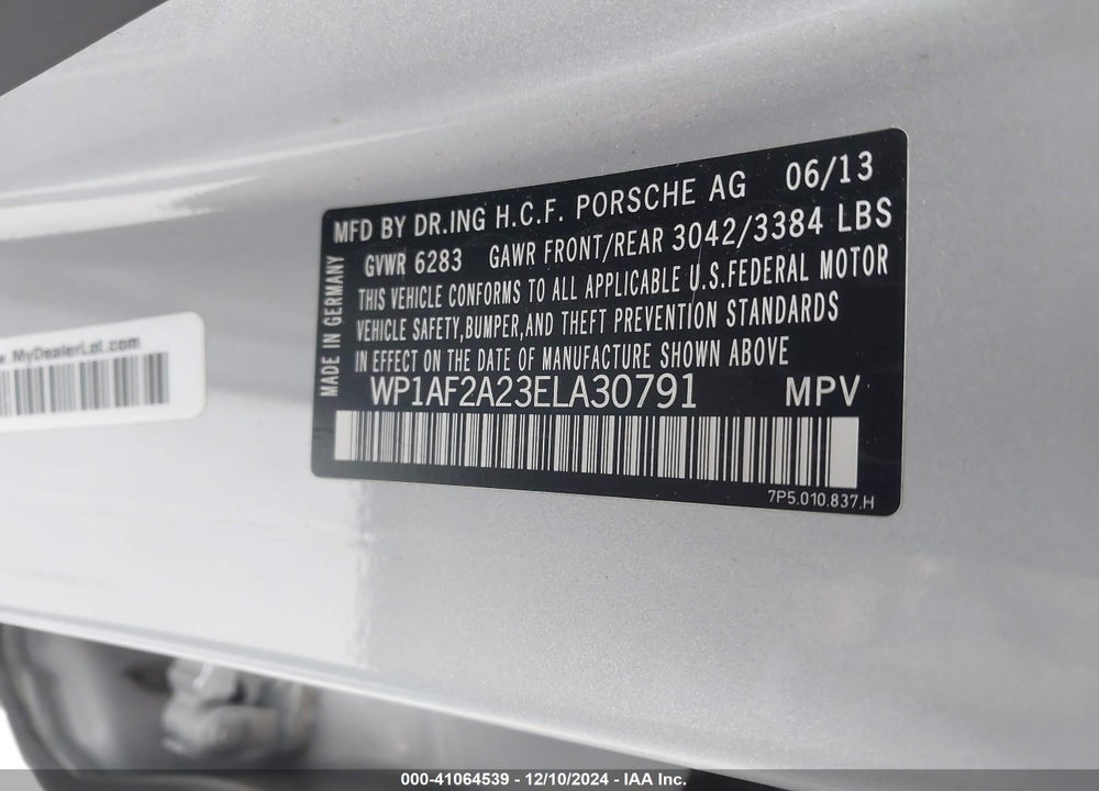2014 PORSCHE CAYENNE DIESEL PLATINUM EDITION VIN: WP1AF2A23ELA30791