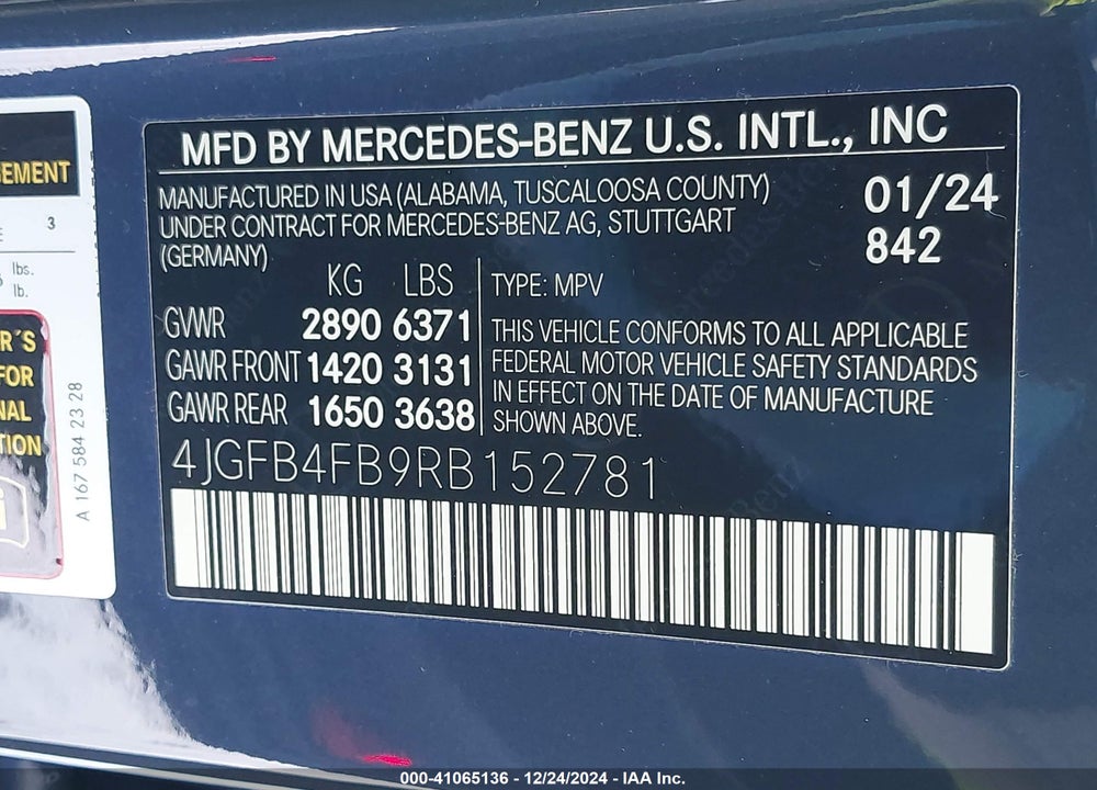 2024 MERCEDES-BENZ GLE 350 4MATIC VIN: 4JGFB4FB9RB152781