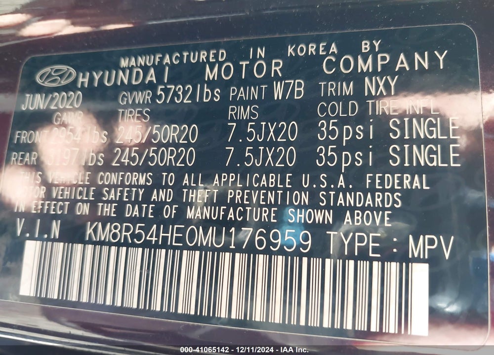 2021 HYUNDAI PALISADE LIMITED VIN: KM8R54HE0MU176959