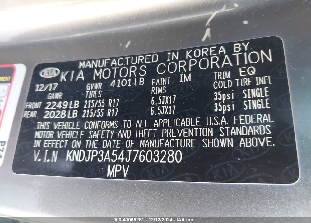 2018 KIA SOUL VIN: KNDJP3A54J7603280