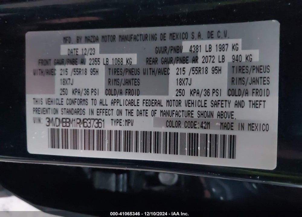 2024 MAZDA CX-30 VIN: 3MVDMBBM1RM637361