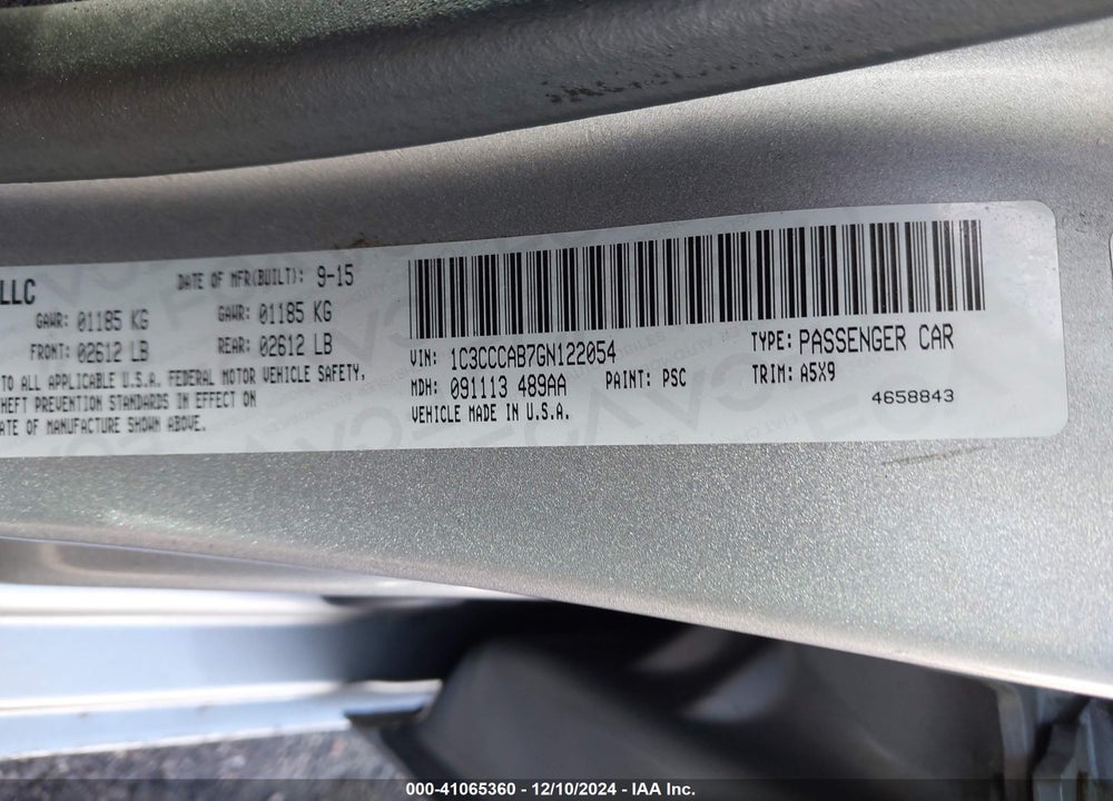 2016 CHRYSLER 200 VIN: 1C3CCCAB7GN122054