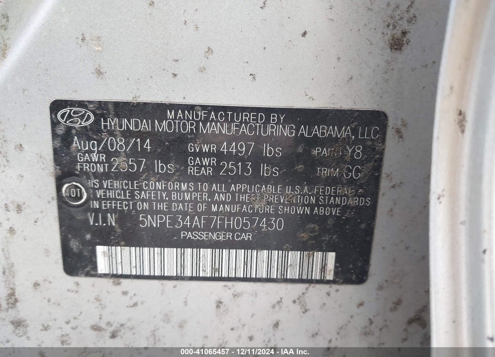 2015 HYUNDAI SONATA VIN: 5NPE34AF7FH057430