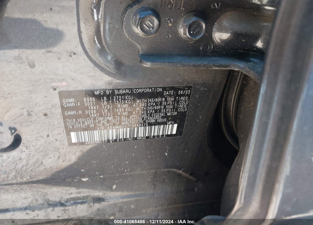 2023 SUBARU ASCENT VIN: 4S4WMAED7P3448479