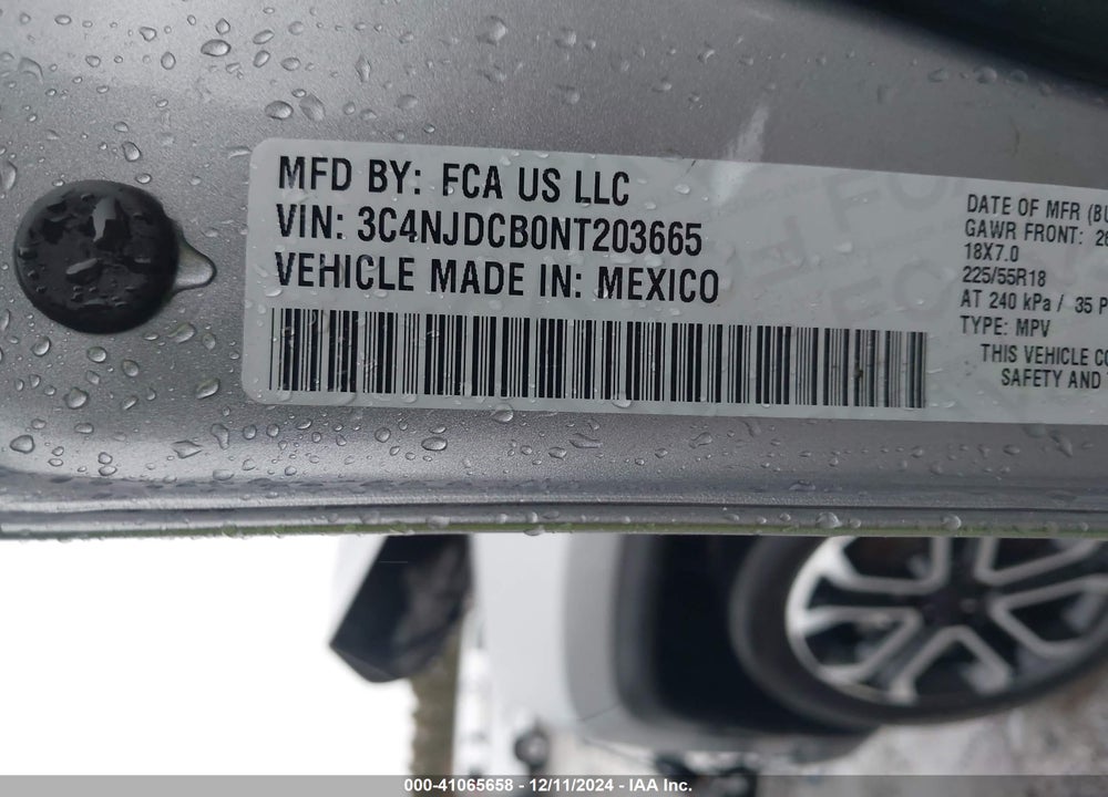 2022 JEEP COMPASS LIMITED 4X4 VIN: 3C4NJDCB0NT203665