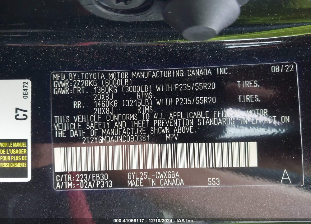 2022 LEXUS RX 450H F SPORT HANDLING VIN: 2T2YGMDA0NC090381