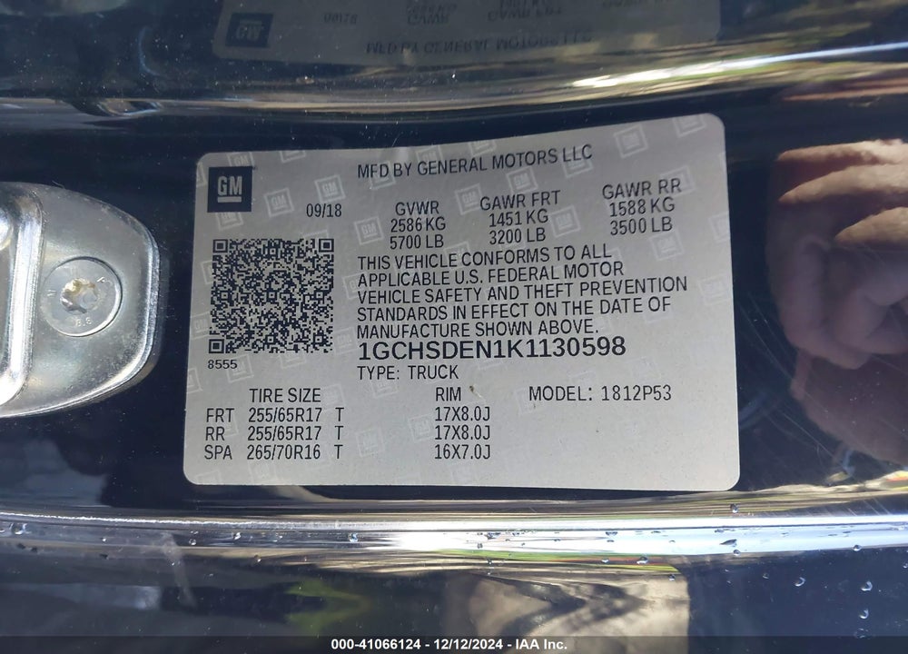 2019 CHEVROLET COLORADO Z71 VIN: 1GCHSDEN1K1130598