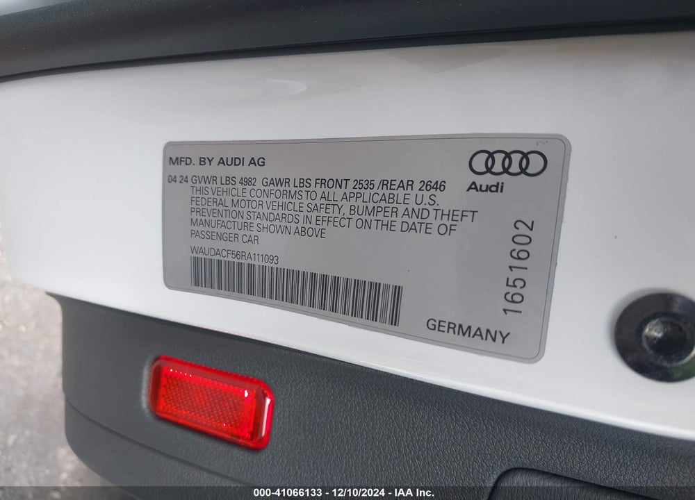 2024 AUDI A5 SPORTBACK VIN: WAUDACF56RA111093