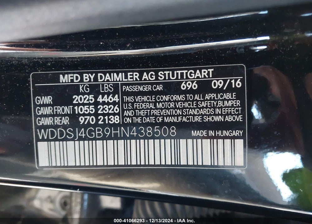 2017 MERCEDES-BENZ CLA 250 4MATIC VIN: WDDSJ4GB9HN438508
