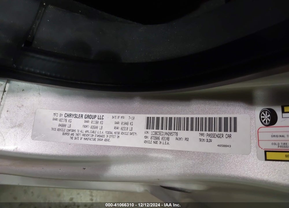 2010 CHRYSLER SEBRING TOURING VIN: 1C3BC5ED1AN205778