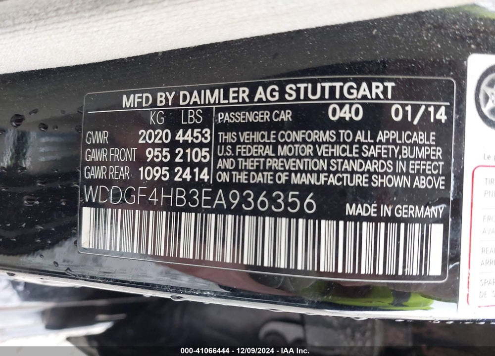 2014 MERCEDES-BENZ C 250 LUXURY/SPORT VIN: WDDGF4HB3EA936356