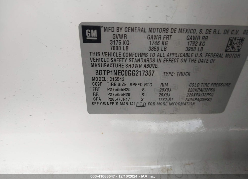 2016 GMC SIERRA 1500 SLT VIN: 3GTP1NEC0GG217307
