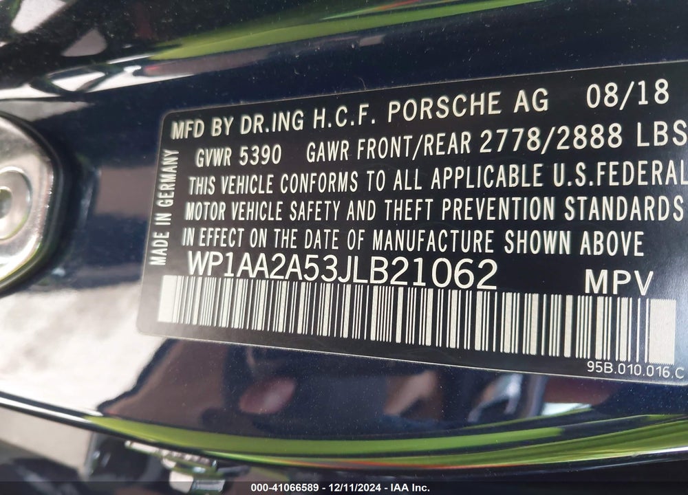 2018 PORSCHE MACAN SPORT EDITION VIN: WP1AA2A53JLB21062