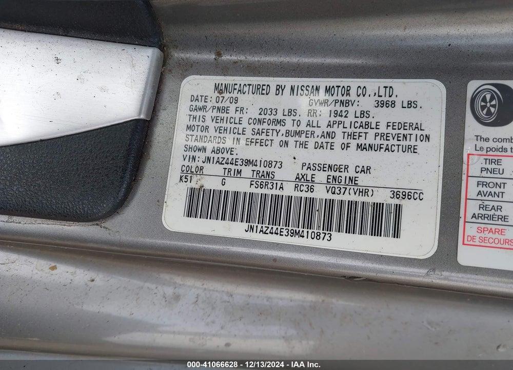 2009 NISSAN 370Z VIN: JN1AZ44E39M410873