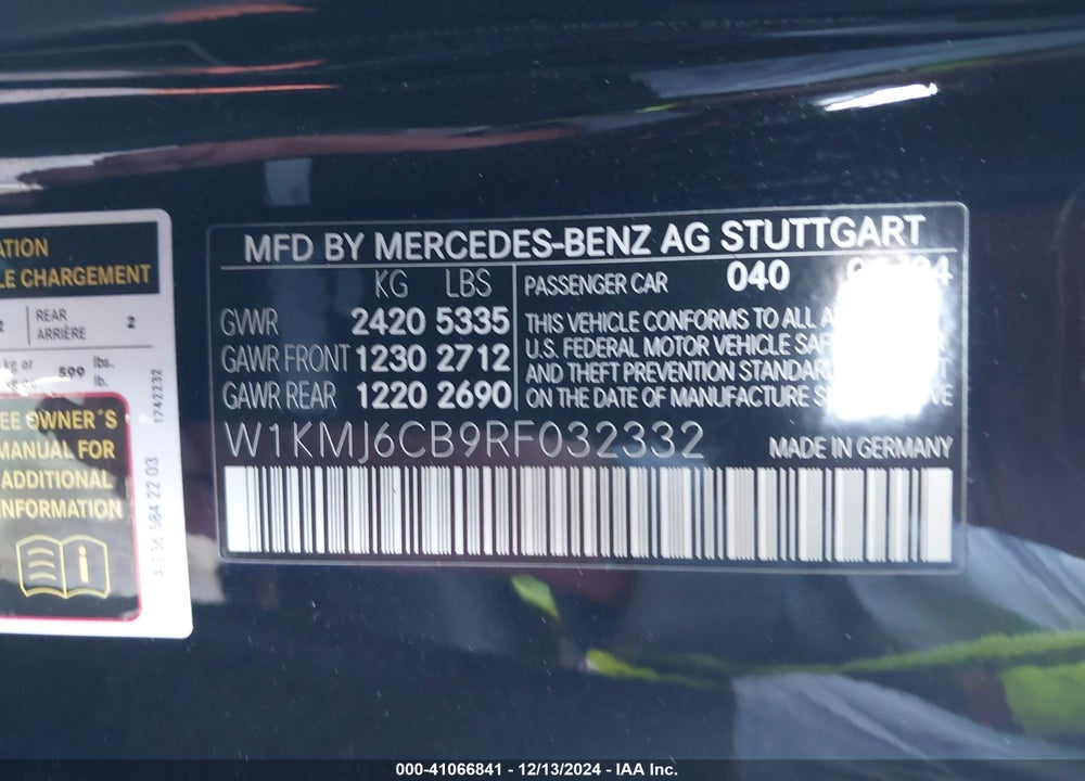 2024 MERCEDES-BENZ CLE VIN: W1KMJ6CB9RF032332