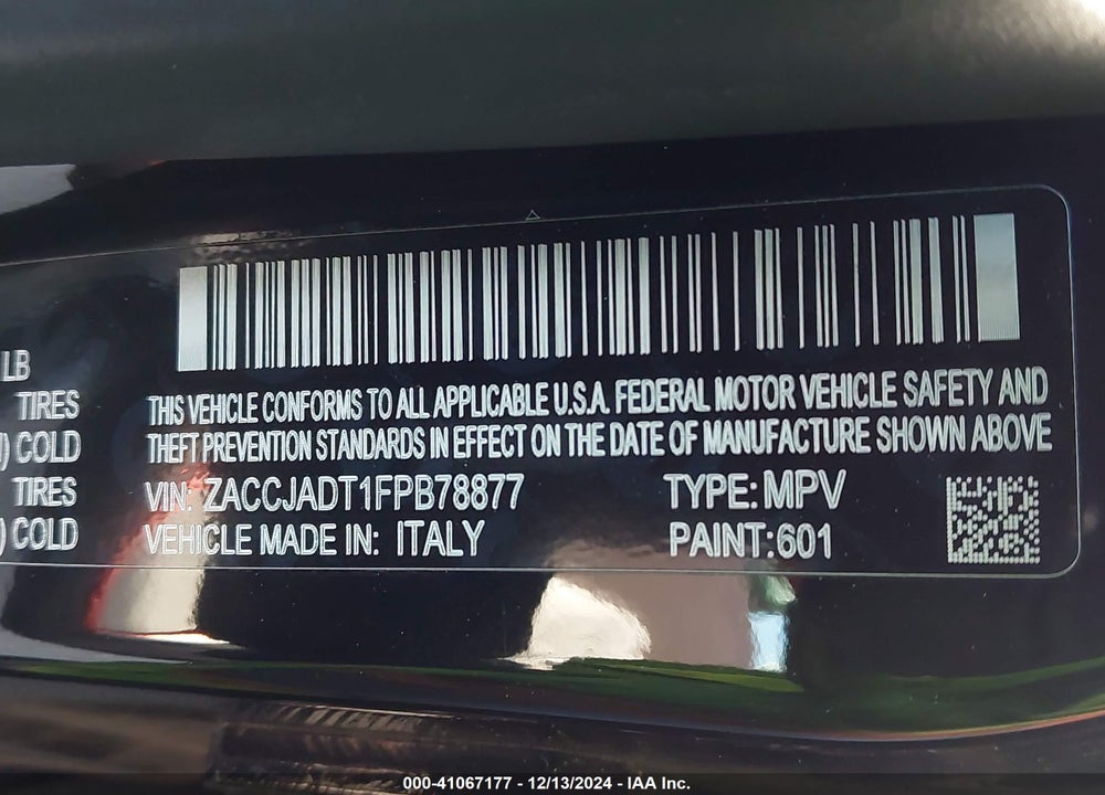 2015 JEEP RENEGADE LIMITED VIN: ZACCJADT1FPB78877
