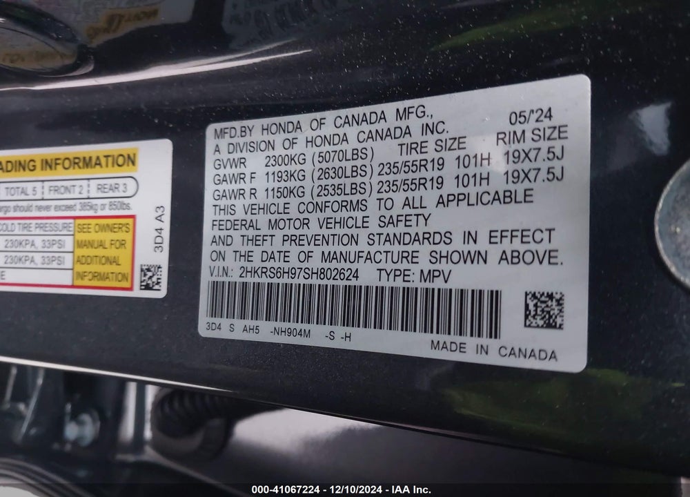 2025 HONDA CR-V VIN: 2HKRS6H97SH802624