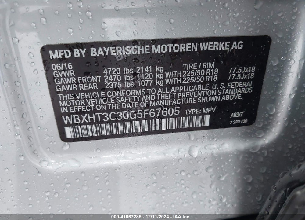 2016 BMW X1 XDRIVE28I VIN: WBXHT3C30G5F67605