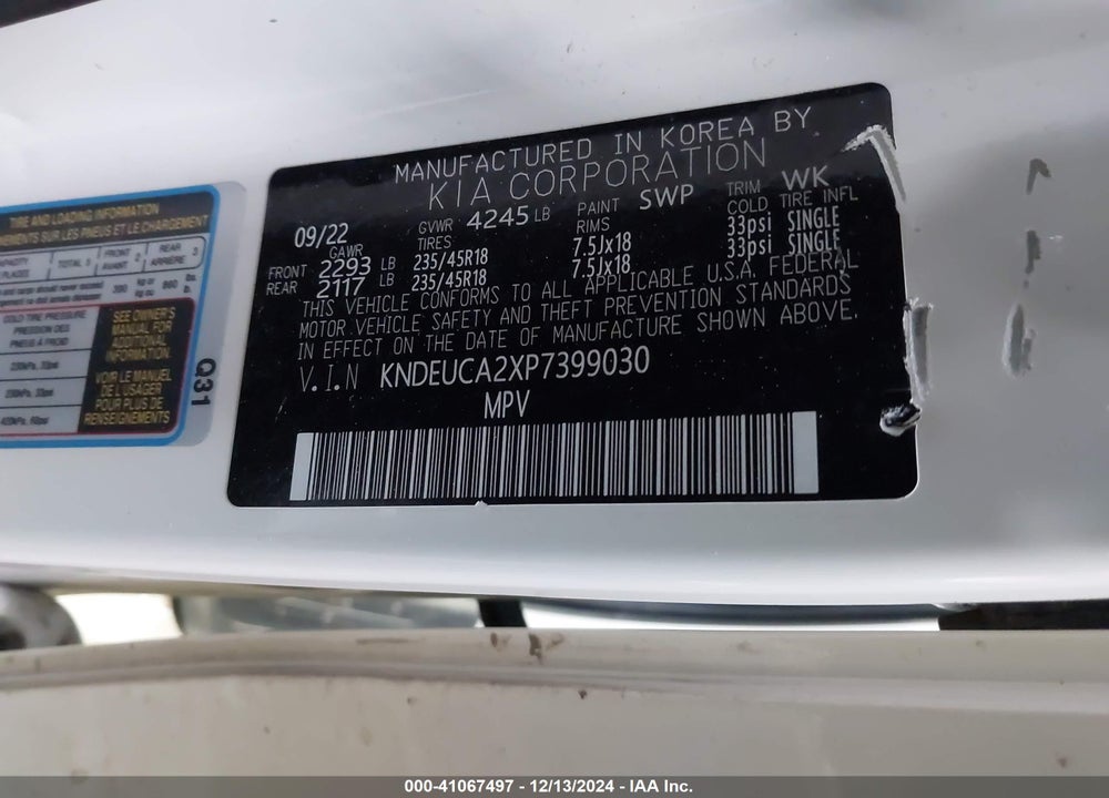 2023 KIA SELTOS NIGHTFALL EDITION VIN: KNDEUCA2XP7399030