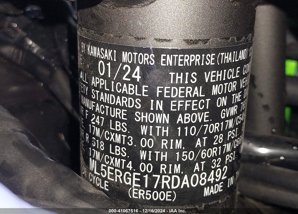 2024 KAWASAKI ER500 VIN: ML5ERGE17RDA08492