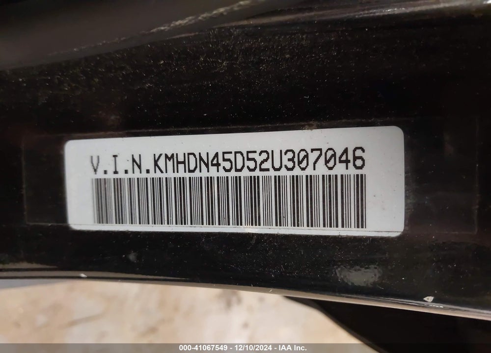 2002 HYUNDAI ELANTRA GLS VIN: KMHDN45D52U307046
