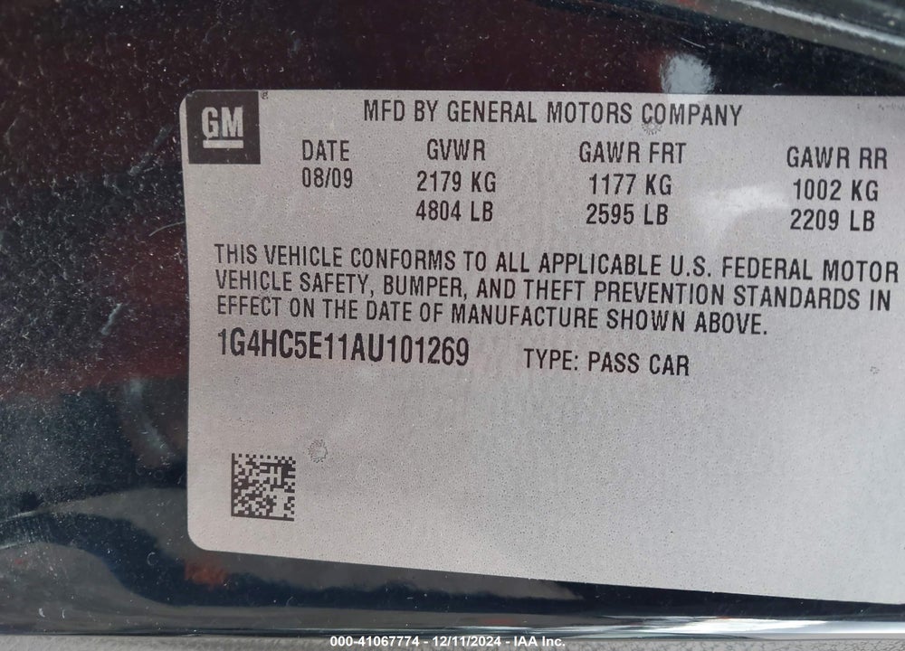 2010 BUICK LUCERNE CXL VIN: 1G4HC5E11AU101269