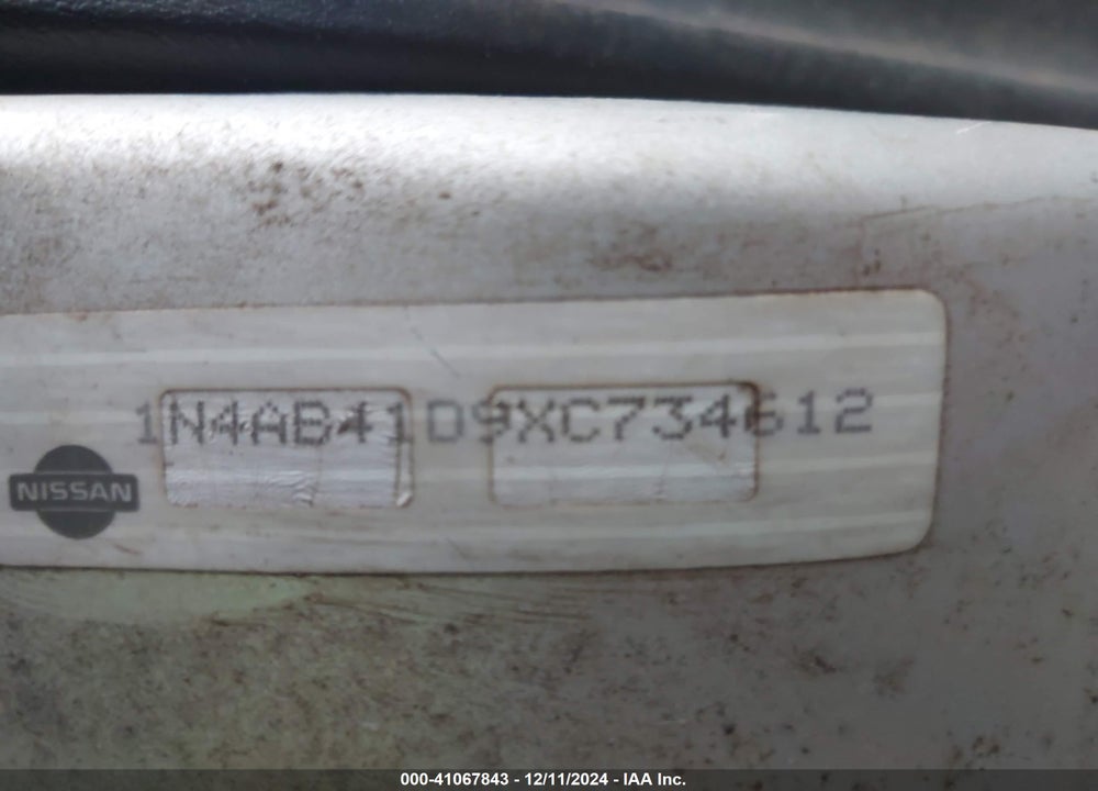 1999 NISSAN SENTRA GXE/XE VIN: 1N4AB41D9XC734612