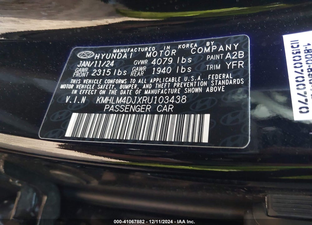 2024 HYUNDAI ELANTRA HYBRID BLUE VIN: KMHLM4DJXRU103438
