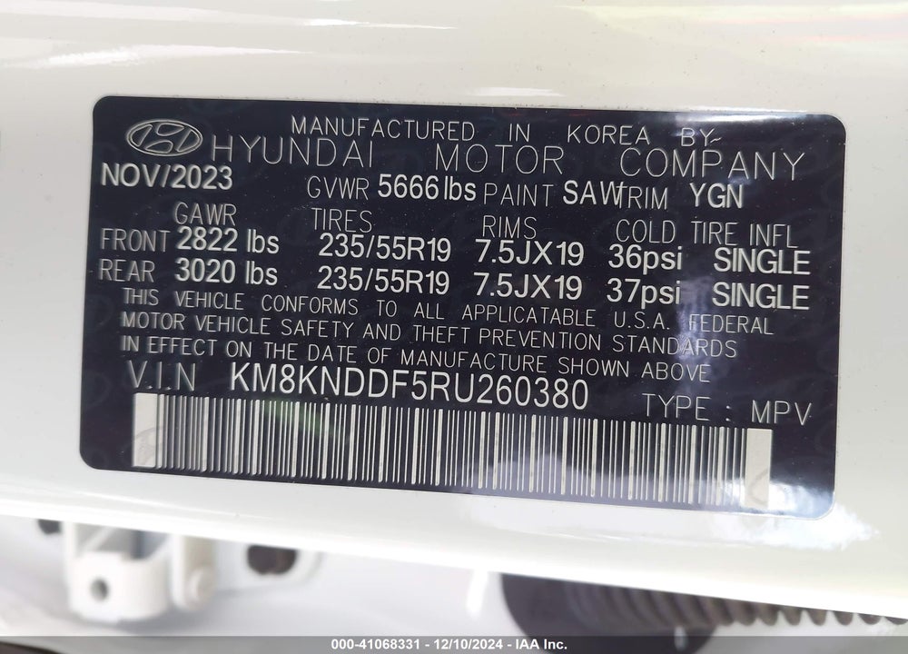 2024 HYUNDAI IONIQ 5 SEL VIN: KM8KNDDF5RU260380