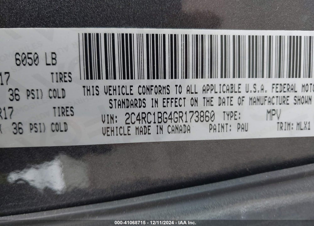 2016 CHRYSLER TOWN & COUNTRY TOURING VIN: 2C4RC1BG4GR173860