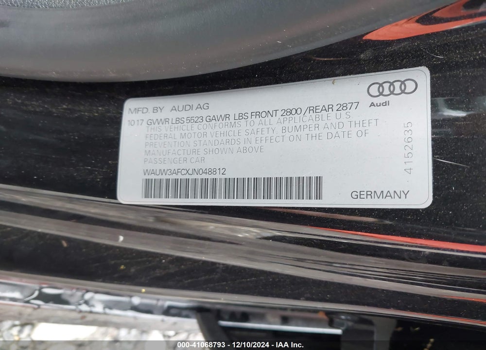 2018 AUDI A7 3.0T PREMIUM PLUS VIN: WAUW3AFCXJN048812