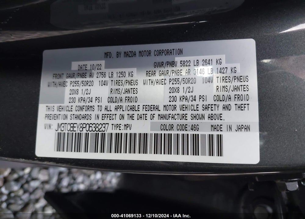 2023 MAZDA CX-9 SIGNATURE VIN: JM3TCBEY8P0638237