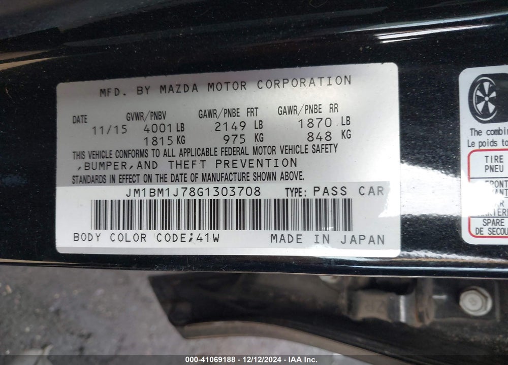 2016 MAZDA 3 I SPORT VIN: JM1BM1J78G1303708