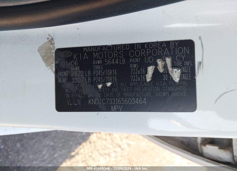 2006 KIA SORENTO EX/LX VIN: KNDJC733165603464