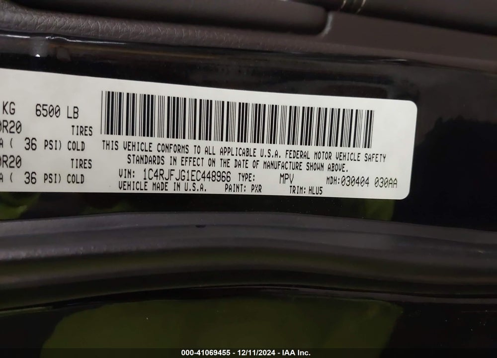 2014 JEEP GRAND CHEROKEE SUMMIT VIN: 1C4RJFJG1EC448966