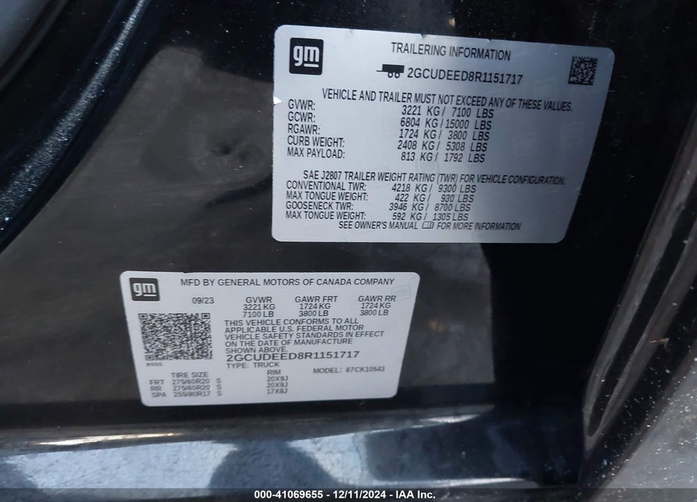 2024 CHEVROLET SILVERADO VIN: 2GCUDEED8R1151717