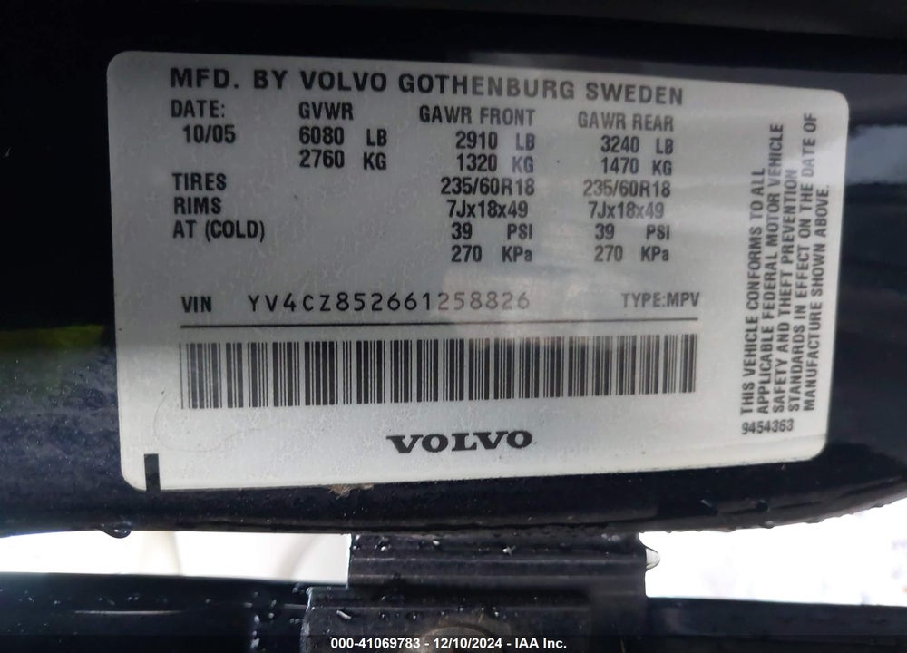 2006 VOLVO XC90 V8/ OCEAN RACE EDITION VIN: YV4CZ852661258826